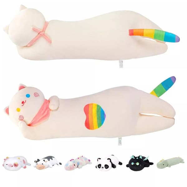 Mewaii 50cm Lång Katt Plysch Kudde Mjuk Krämvit Kramande Kitty Leksak White