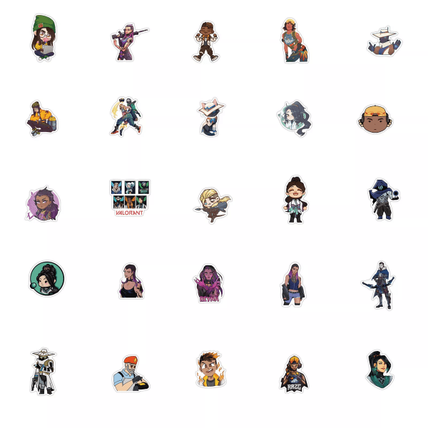 50X Valorant Video Game Characters Stickers Laptop Scrapbook Hydro Flasks Telefon