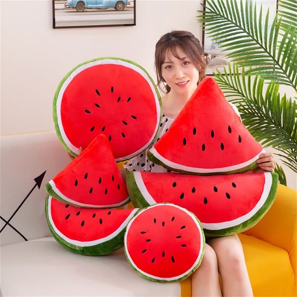 Ny simulering vattenmelon plysch kudde Mjuk fylld plysch Real Life fruktleksaker triangle