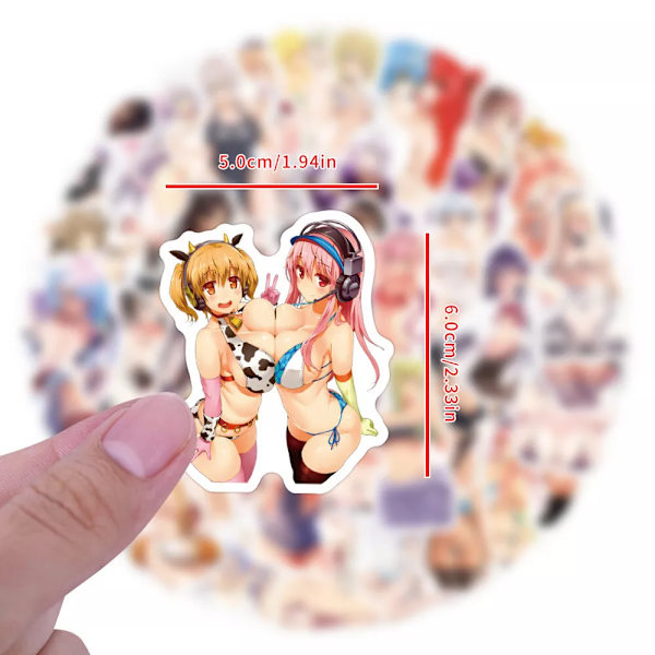 120 st Anime Sexig Bikini Busty Girls Stickers Beach Baddräkt Party Hentai Dekaler