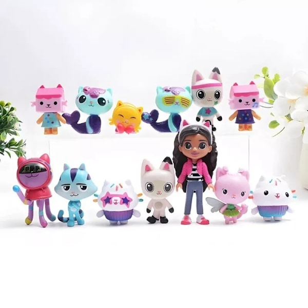 13 st/set Gabby's Dollhouse Figur Modell Leksaker Dockor Tårtdekoration Barnpresent