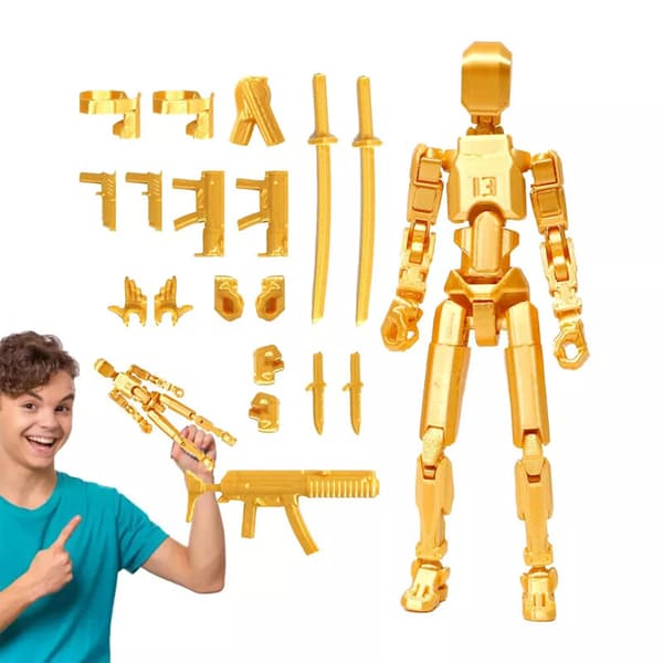 NY T13 Actionfigur 13,7 cm Titan 13 Actionfigur 3D-printad Rörlig Led Robo Blue & Green