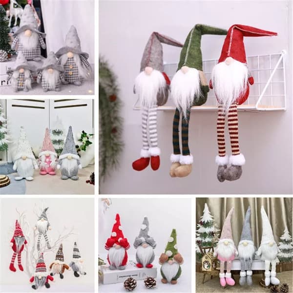 Juldocka Ansiktslösa dekorationer Hemprydnad Julklappar Docka hängande ben Stripe Gray