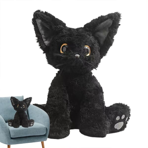 Katt Plysch Söt Svart Katt Djur Docka Leksak 23cm Gosedjur Present Till Barn