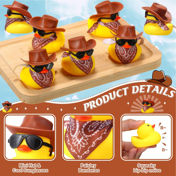 3st Cowboy Gummi Duck Solglasögon Anka Leksaker Bil Instrumentbräda Ornament Barn Badleksak
