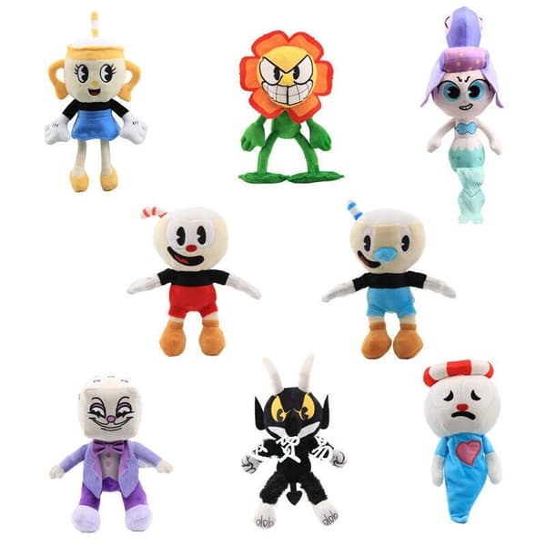 Cuphead Game Mugman Mecup och Brocup Tärningar Cup Head Plyschleksak fylld docka present King Dice
