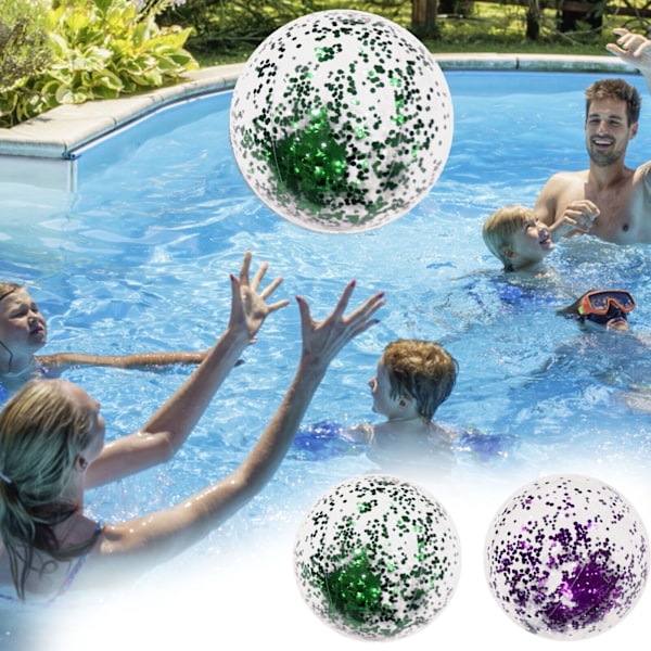 Transparent PVC uppblåsbar badboll Elastisk badboll Konfetti boll poolleksak Green