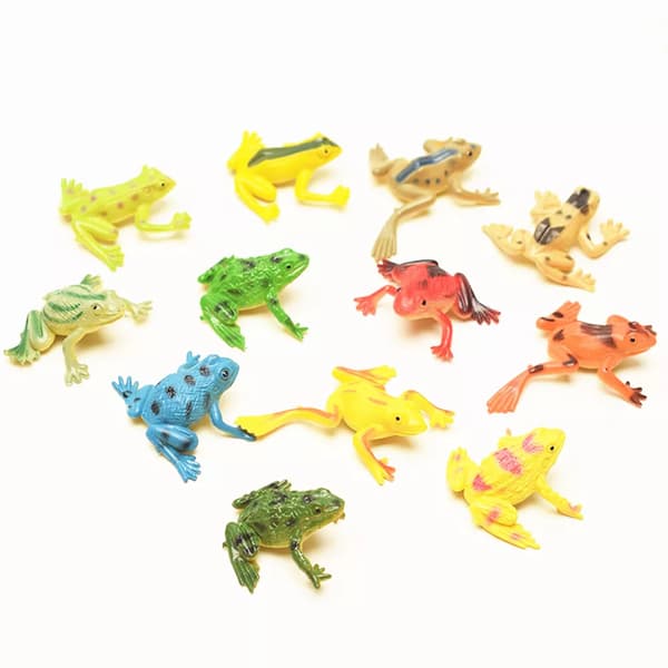 12 st Plast Liten Groda Figurer Simulering Dekoration Barnleksak Färgglad present