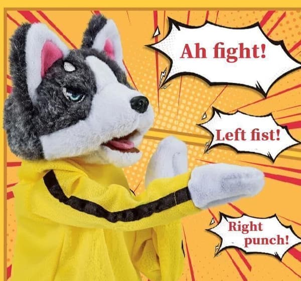Ny Kung Fu Djurleksak Husky Handskar Docka Barnspel Mjuka Plyschleksaker