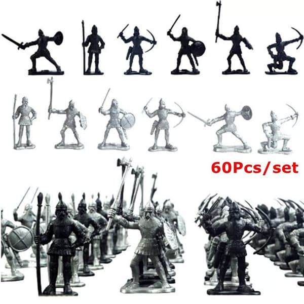 60st/ set Medieval Knights Warriors Barnleksak 5-7cm Soldater Figurer Modell