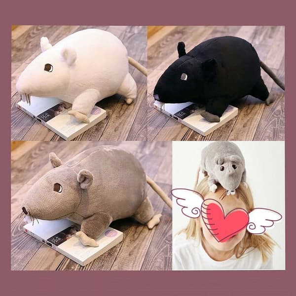 Gosig Ratta Vit / Grå / Svart Råtta Mjukleksak Plysch Gosig Teddys Doll Grey