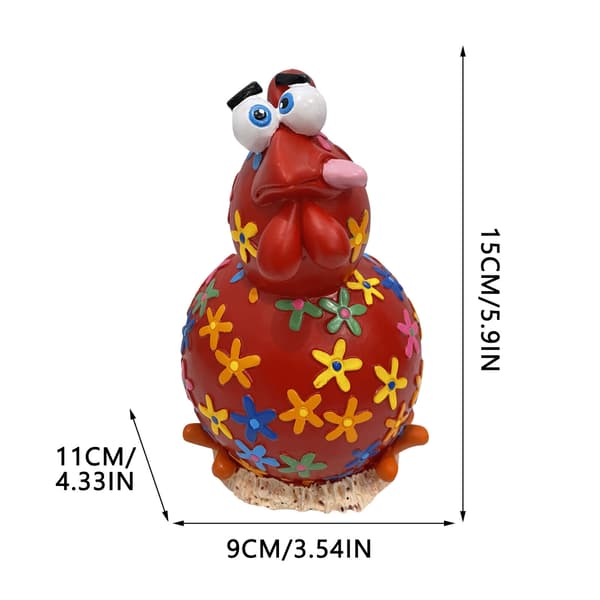 Silly Chicken Sitting Rooster Ornament Rolig Realistisk Mångsidig Trädgård E