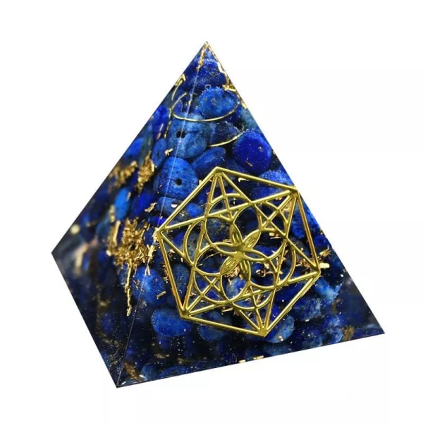 Chakra Orgonite Pyramid Naturlig Kristall Harts Hantverk Ornament Hantverk Smycken Blue Gold 5cm