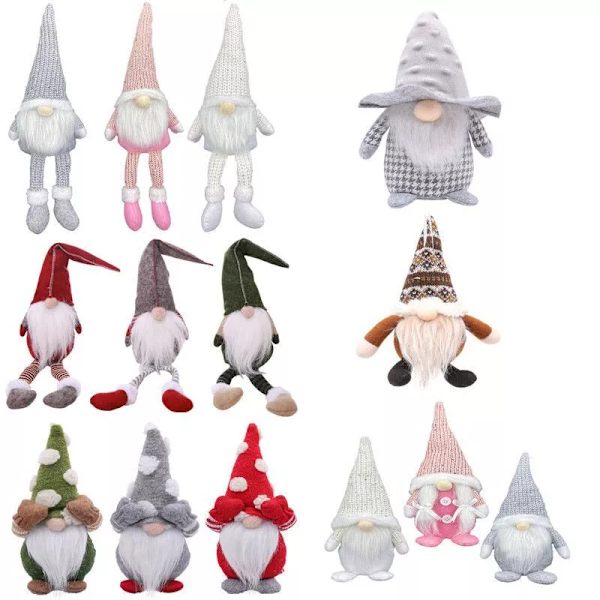 Juldocka Ansiktslösa dekorationer Hemprydnad Julklappar Docka hängande ben Stripe Gray