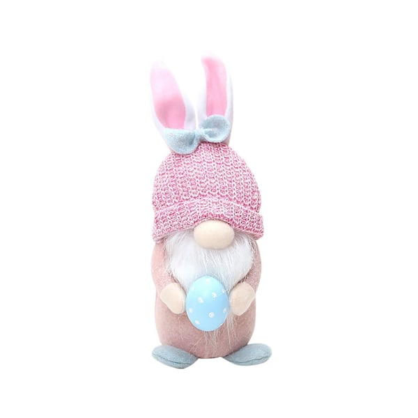 Påskkanin Dvärg Ansiktslös docka Dekor Ägg Håller Desktop Ornament LED-lampor Pink One Size