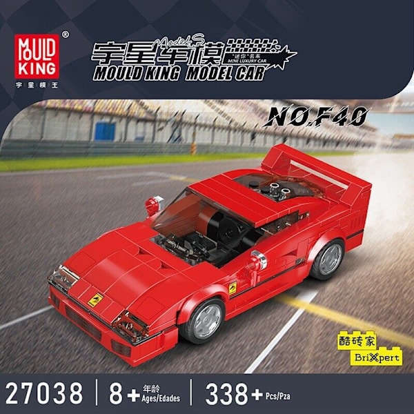 Mould King Mini Bilmodell Set Sportfordon Byggsats 80 Bilar Samlarobjekt 27038 F40 With retail box and acrylic box