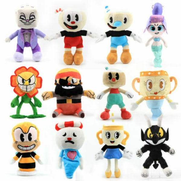 Cuphead Mugman Devil Demon Carnation Mecup Brocup Plyschdocka Gosedjur 12#Ms. Chalice
