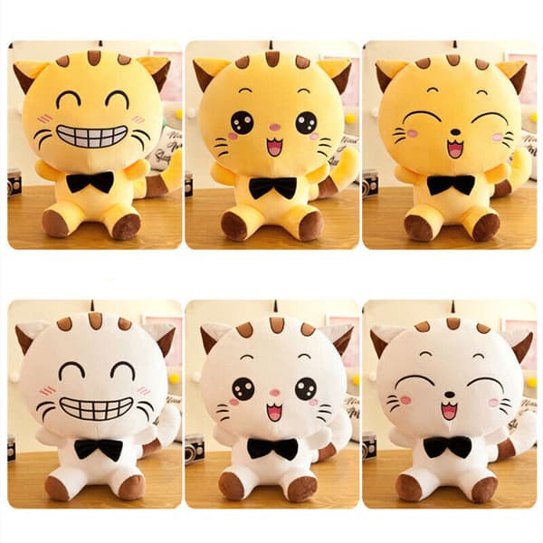 20 cm söt Kawaii-katt med båge plysch dockleksaker Presentfyllda mjuka dockkuddar White A 35CM