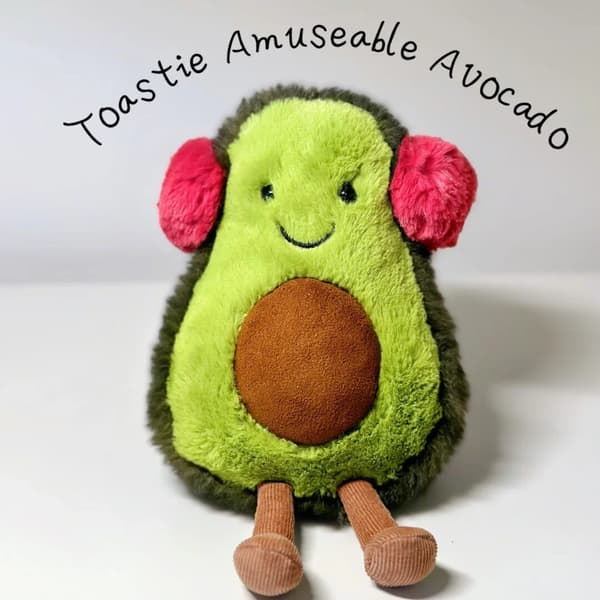 Jellycat BNWT Avokado Plysch Öronmuffar Amuseable Söt Mjuk Leksak