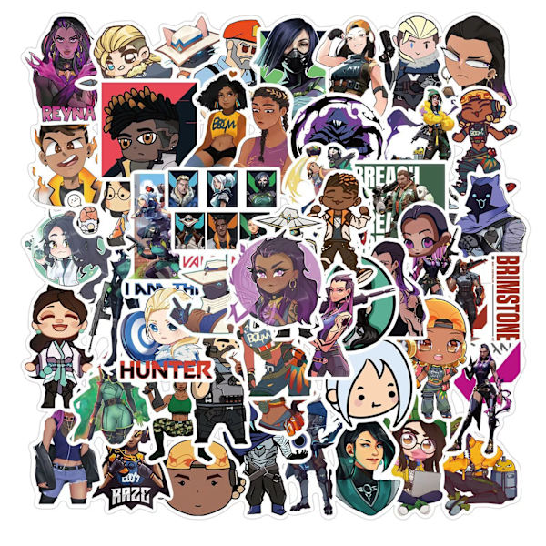 50X Valorant Video Game Characters Stickers Laptop Scrapbook Hydro Flasks Telefon
