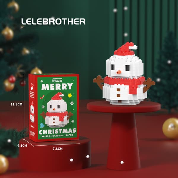 Jultomten Jul Ren Modell Byggklossar Tegelstenar Leksaksset Barnpresent Blue Snowman 210PCS [Color Box Set]