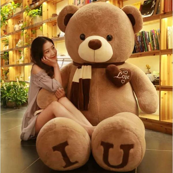 Stor björn Nalle Jätte Nalle Stora mjuka plyschleksaker 80cm/100cm Nyhet IU scarf bear (light coffee) 100cm