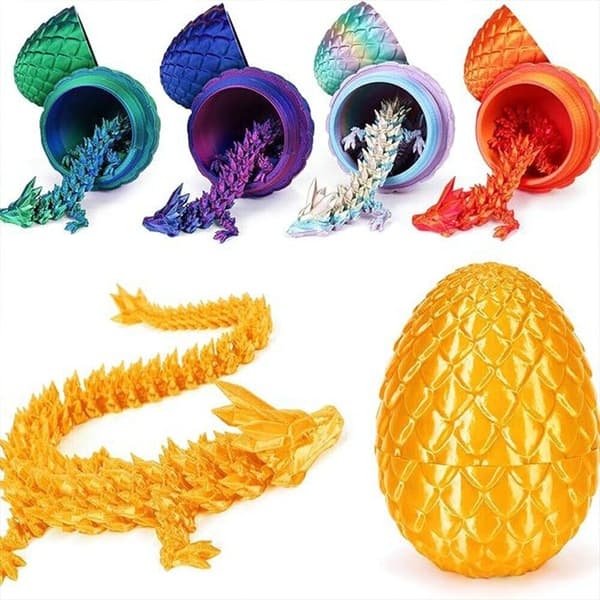 3D-printad Artikulerad Drakägg Kristall Drake med Drakägg Rolig Dekor Purple
