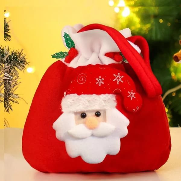 Julhandväska för barn Jultomten Älg Snögubbe Äppelgodispresentpåse SantaClaus