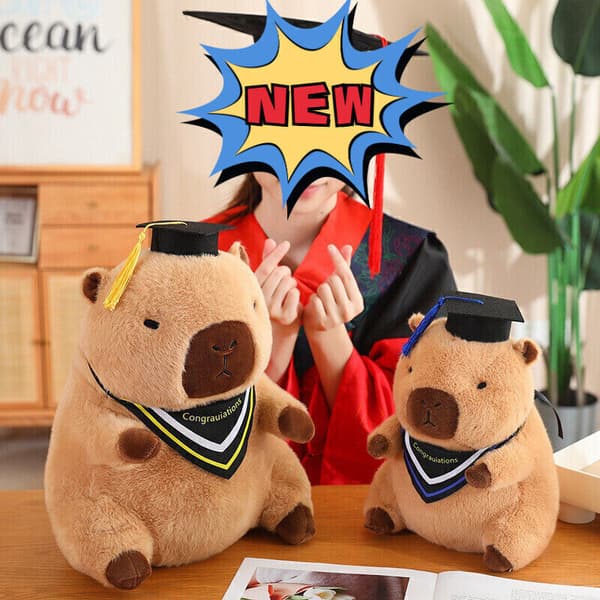 Examens Capybara Gosedjur Plysch Capybara Docka Heminredning Samlarobjekt mjuk Doctor Dolphin - Yellow collar