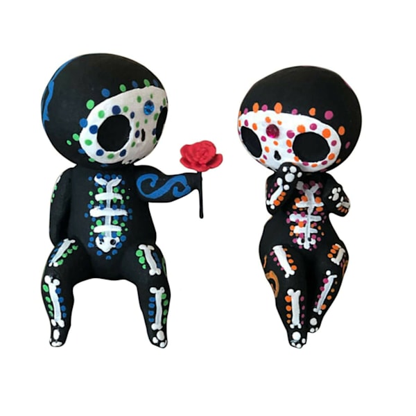 Sugar Skull Par Staty, Resin Craft Söt Staty Skeleton Figurine Display