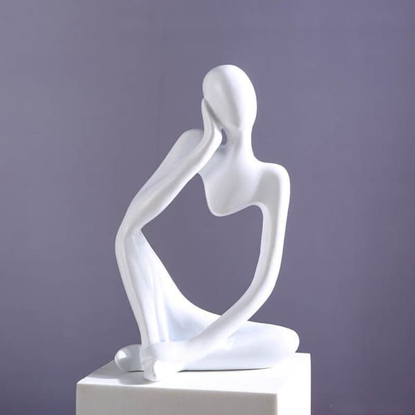 Nordic Resin Thinker Statue Hem Figur Skulptur Ornament Abstrakt Skulptur White Right