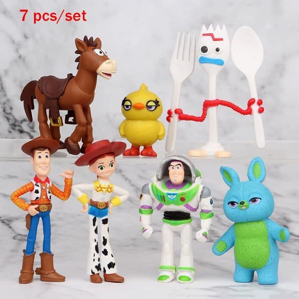 7 st/Toy Story 4 Woody Lightyear Alien Forky Buzz Bunny Figur Cake Topper Present