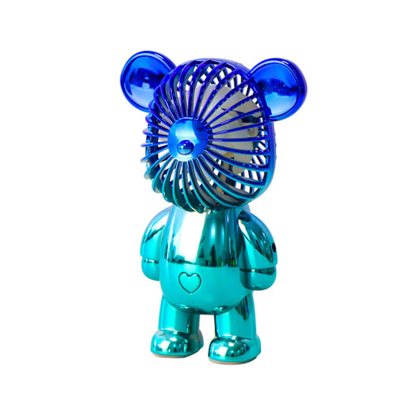 Söt färgglad björn som håller bladlösa fläktar, utanför liten tyst blåsare, USB laddning Blue One Size
