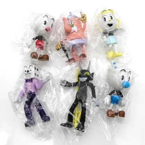 9-10Cm 6st/Lot Cuphead Mugman the Chalice PVC Actionfigur Modell Leksaker Söt Bil