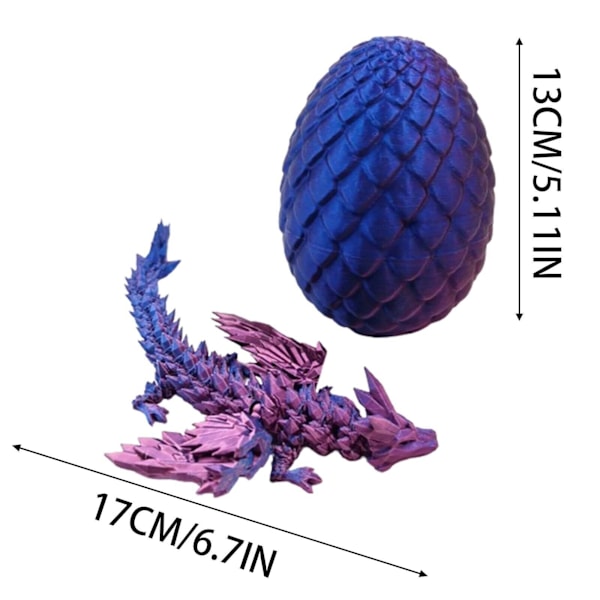 3D printed överraskning Magic Dragon Egg Artikulerande Ädelsten Dragon Fidget Toy D One Size