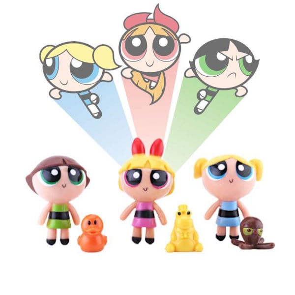 Powerpuff The 3Pcs Girls Anime Figur Modell Tårtdekor Dockor Barn PVC Presenter Leksaker