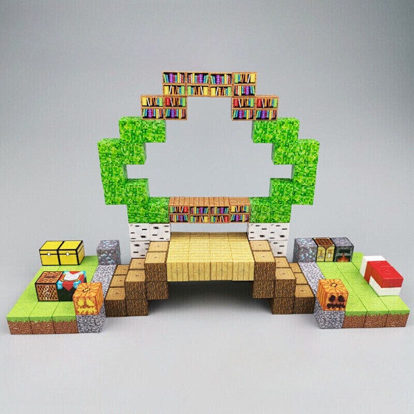 Rikt utbud av magnetiska block Minecraft-kuber DIY Byggleksaker Set 10 st 58 bookshelf