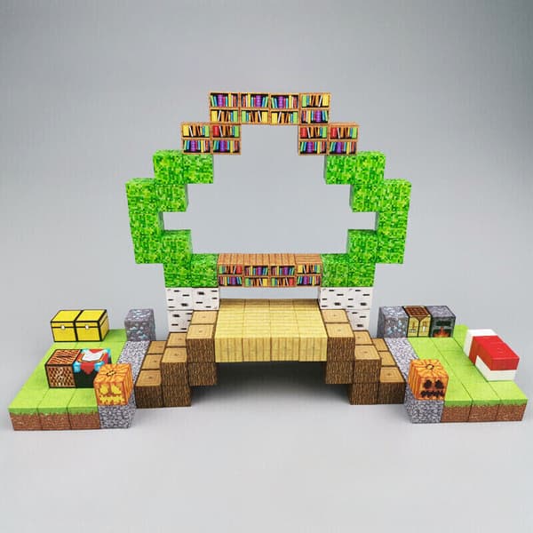 Rikt utbud av magnetiska block Minecraft-kuber DIY byggleksaker set 100 delar 01 dirt