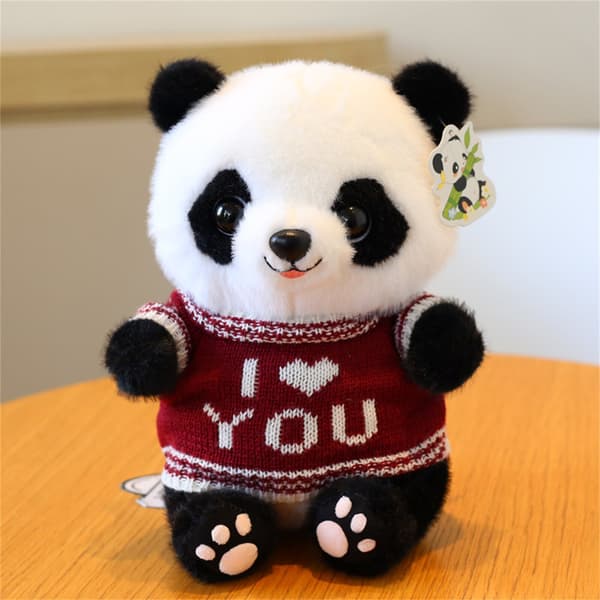 Panda Dockor, Mjuka Gosedjur Plyschleksaker Alla Hjärtans Dag Dekor Gåvor Deep Red