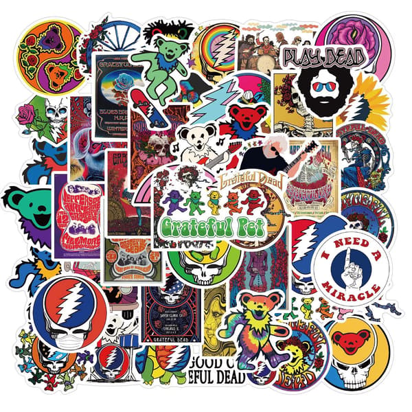 50X Rock Band Greatful Dead Stickers Deadhead Collection Symbol Guitar Scrapbook