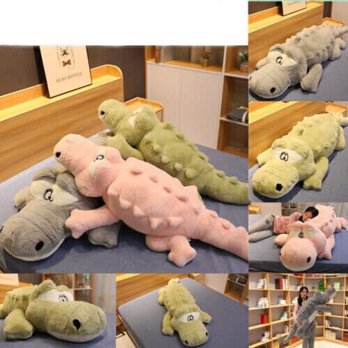 Krokodil Plyschleksak Barnpresenter Stora Kuddar Djur Mjuka Gosedjur Pojkar Flickor Grey 90cm