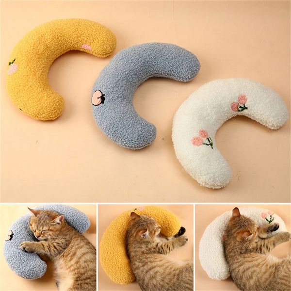 Sömnkudde för husdjur Mjuk Fluffig Hund Katt U-formad kudde Lugnande leksak Yellow #02