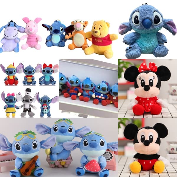 Stitch Docka Interstellär Baby Tygdocka Mickey Mouse Vinne Mjuk Present Plyschleksak 20cm sitting posture blue [ears up]