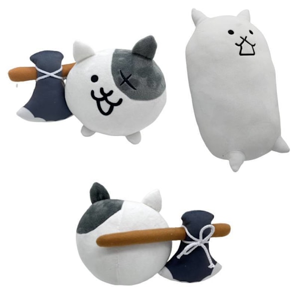 The Battle Cats stoppade leksak Vit Yxa Neko Plysch Nyanko Great War Fluffy Gift Axe
