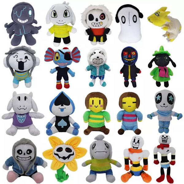 Undertale plyschdocka utan solros Chara Asriel Lancer fylld leksak Kid presenter Alphys 32cm