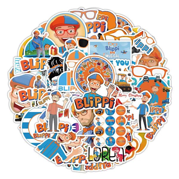 50X Blippi Stickers Småbarn Party Bag fillers Pris Belöning Hydro Flask Graffiti