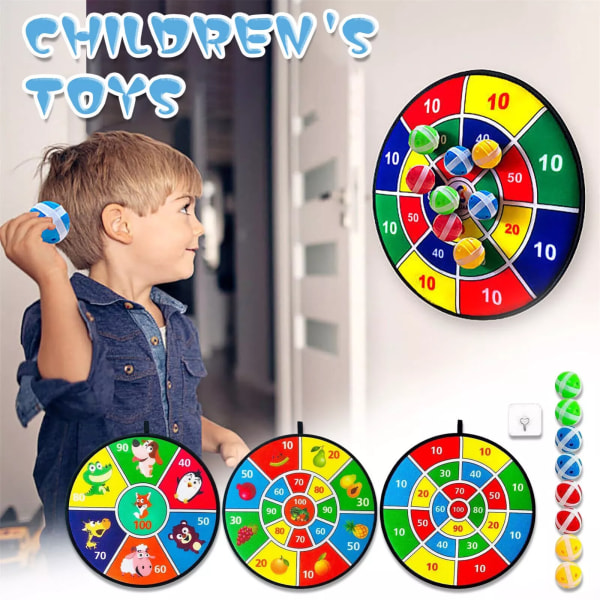 37 cm darttavla för barn, med 8 klibbiga bollar inomhus partyspel leksaker utomhus Sticky ball *8(Random color)