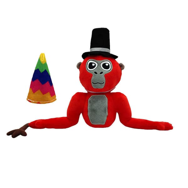 28 cm schimpans (röd) speltillbehör docka gorilla plysch mjuk fylld dockleksak