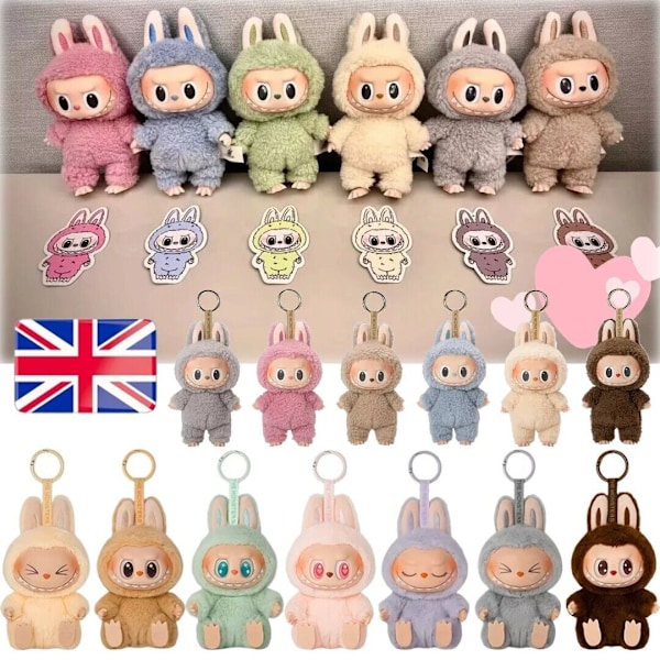 LABUBU The Monsters Etciting Macaron Plyschdockor Nyckelring Leksak Blind BoX Gåvor C