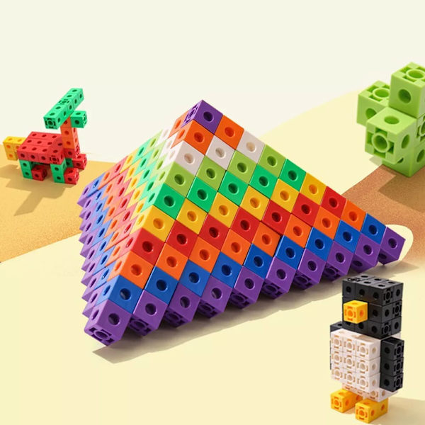 100 st 10 färger Multilänk länkning Räknekuber Snap Blocks Undervisning i matematik